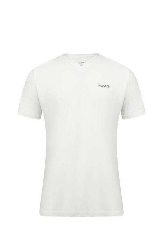 2AS Elba V Yaka T-shirt Beyaz - 4