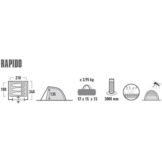 High Peak Rapido 3 Kişilik Kamp Çadırı - Thumbnail