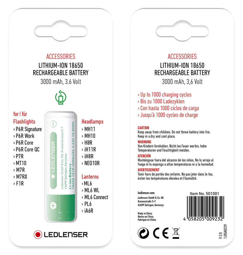 Ledlenser 18650 Pil 3000 mAh