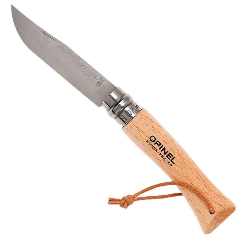 Opinel Inox 7 No Ahşap Deri Askılı Paslanmaz Çelik Çakı - 1