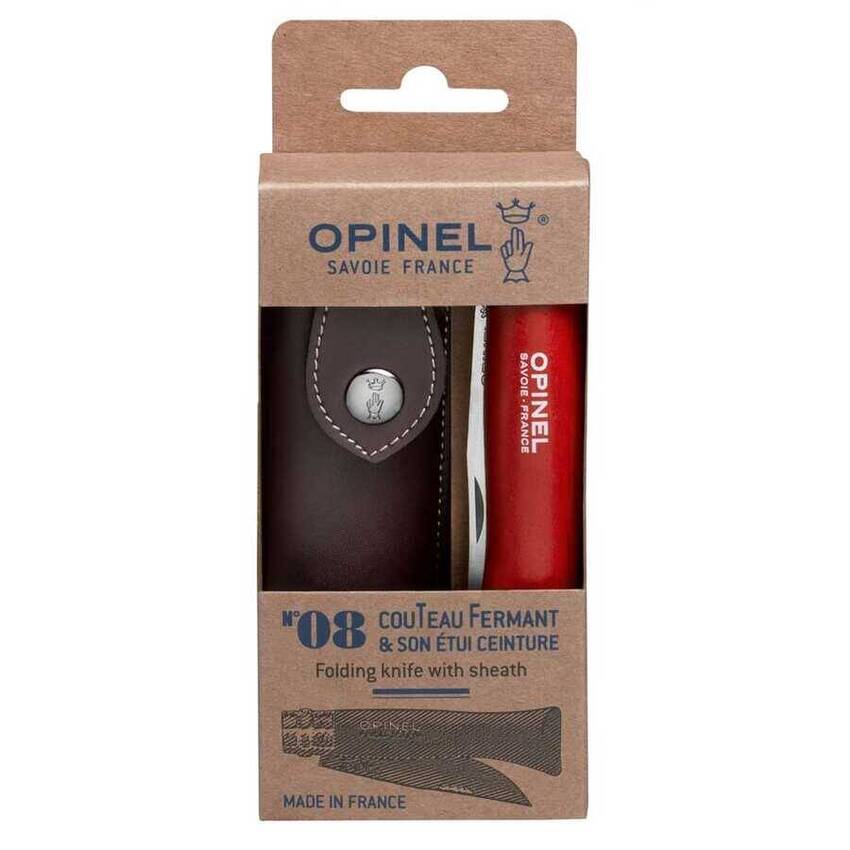 Opinel Inox 8 No Deri Kılıflı Paslanmaz Çakı (Kırmızı) - 2