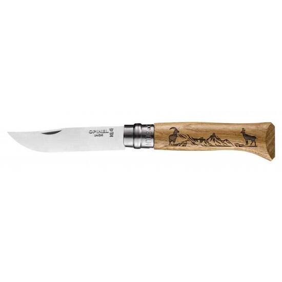 Opinel Inox No 8 Meşe Saplı Keçi Desenli Paslanmaz Çelik Çakı - Thumbnail