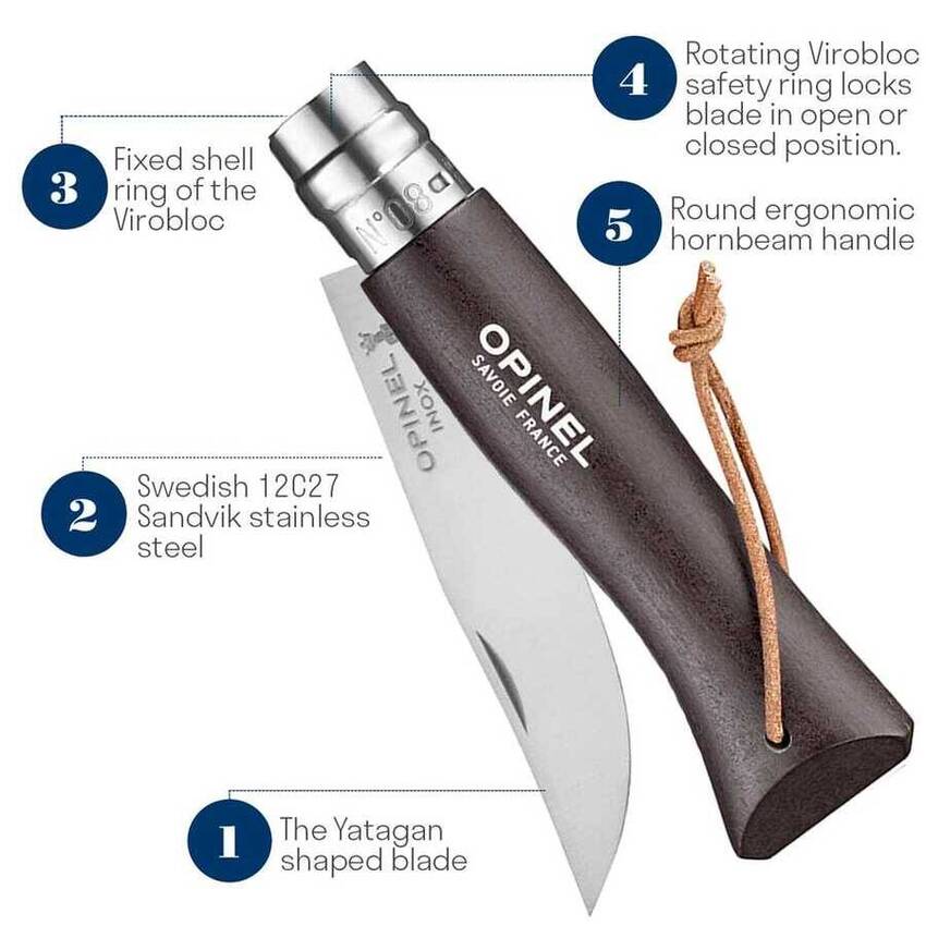 Opinel Inox Trekking 8 No Paslanmaz Çelik Çakı (Kahvrengi) - 5