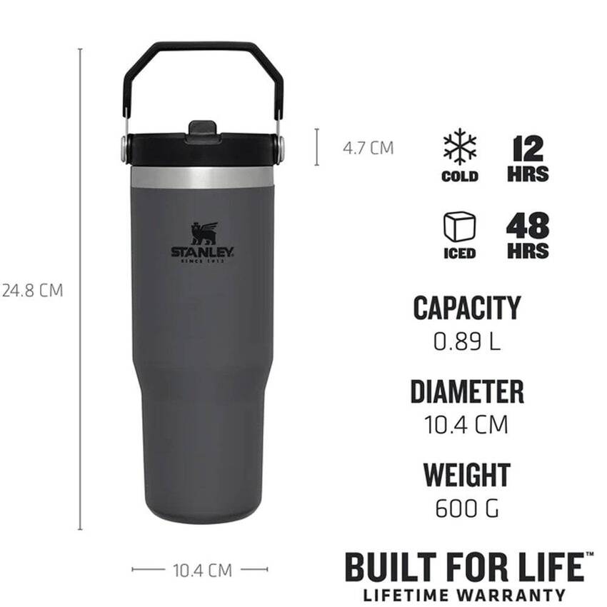 Stanley The IceFlow Flip Straw Pipetli Termos Bardak 0,89 LT-FÜME