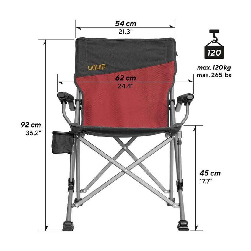 Uquip Roxy Yüksek Konforlu & Takviyeli Katlanır Kamp Sandalyesi Mahogany-Melange - 2